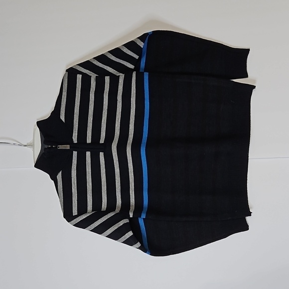Sahara Club Bo Pullover Sweater  Quarter zip size 5 Navy  Grey Strip  NWT - Picture 1 of 7